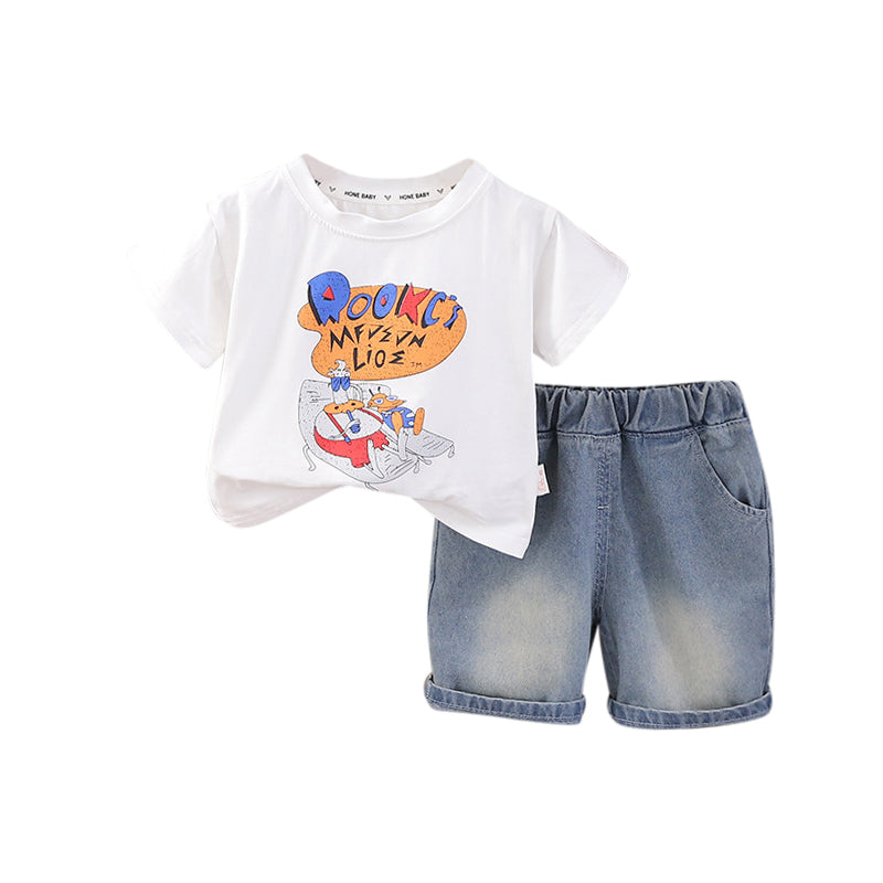 Boys Printed Pure Cotton T-shirt with Shorts
