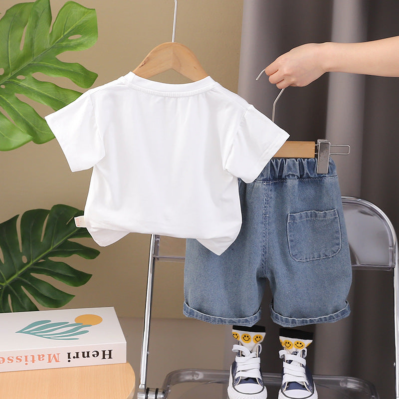 Boys Printed Pure Cotton T-shirt with Shorts