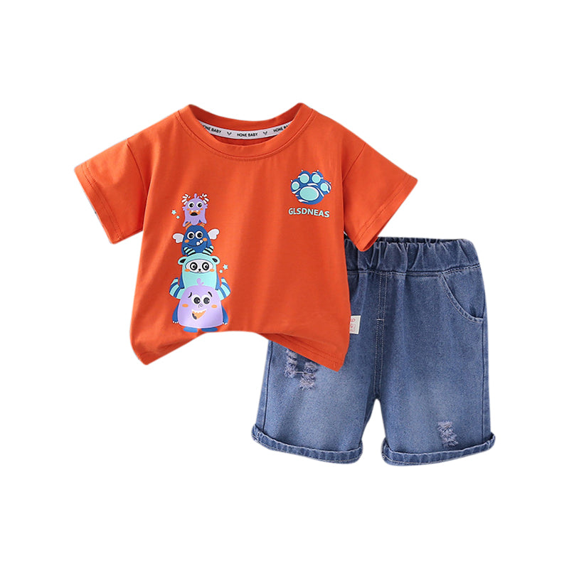 Boys Printed Pure Cotton T-shirt with Shorts
