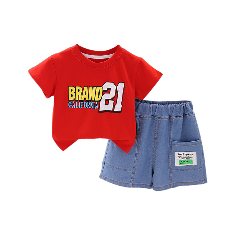 Boys Typography Printed Short Sleeves T-shirt with Shorts
