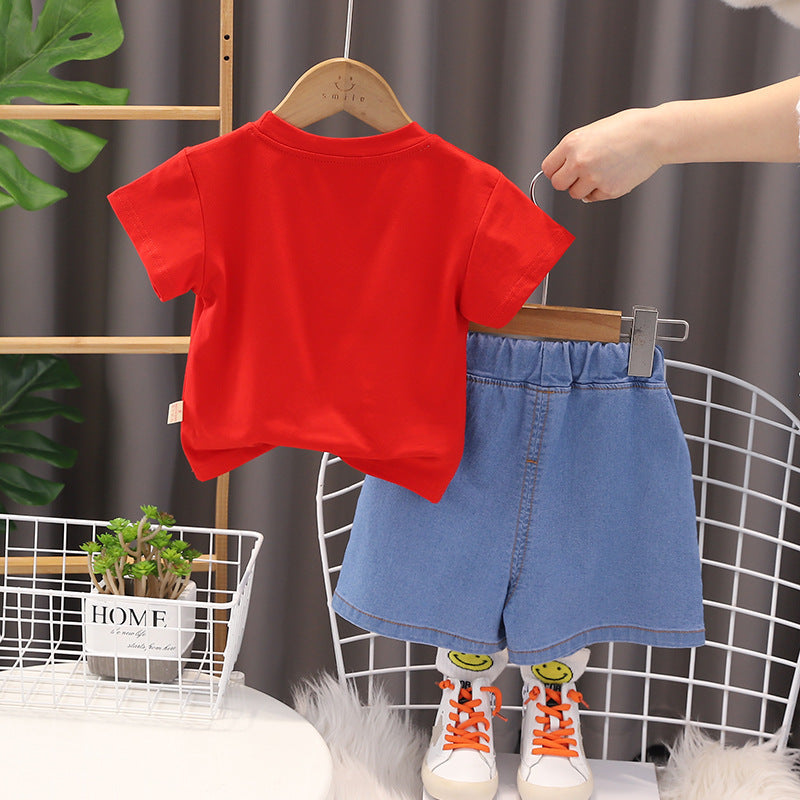 Boys Typography Printed Short Sleeves T-shirt with Shorts