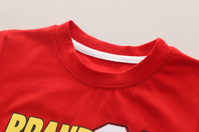 Boys Typography Printed Short Sleeves T-shirt with Shorts