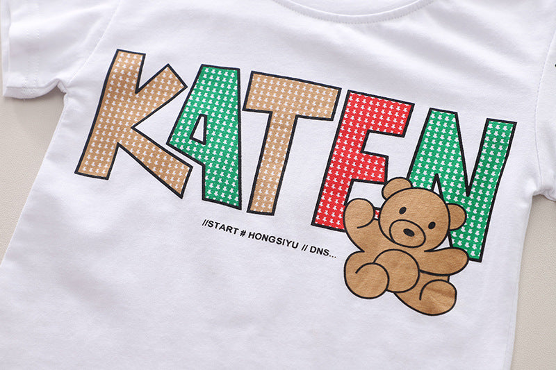 Boys Typography Printed Round Neck T-shirt with Shorts