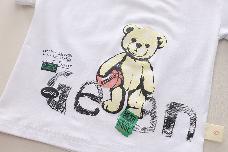 Boys Printed Round Neck Short Sleeves T-shirt with Shorts