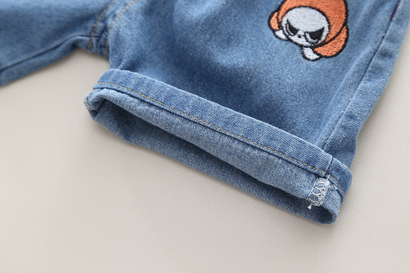 Boys Conversational Printed Round Neck T-shirt with Shorts