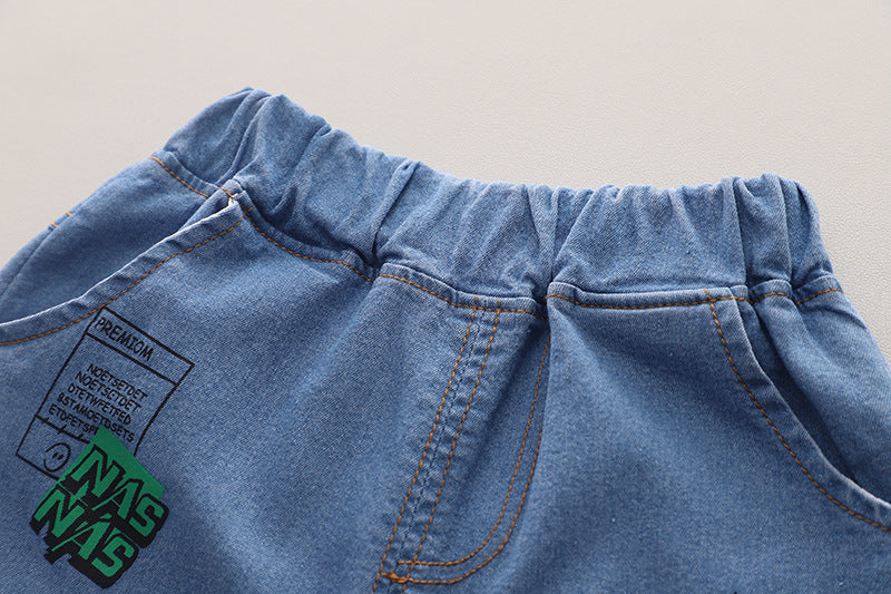 Boys Printed Round Neck T-shirt with Shorts