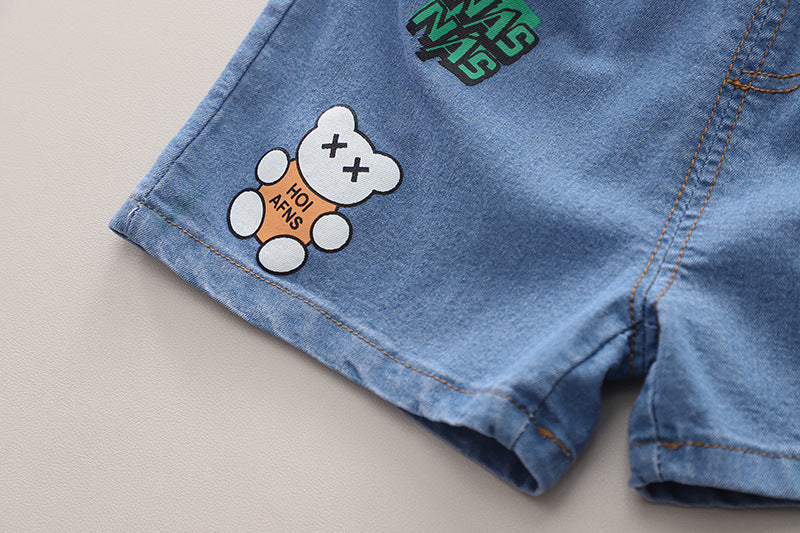 Boys Printed Round Neck T-shirt with Shorts