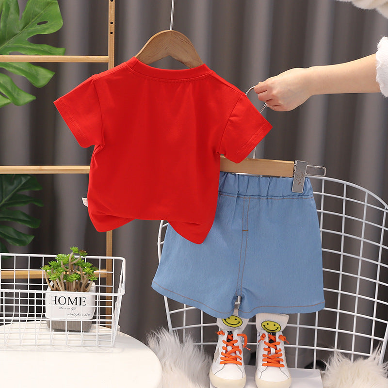 Boys Printed T-shirt with Shorts