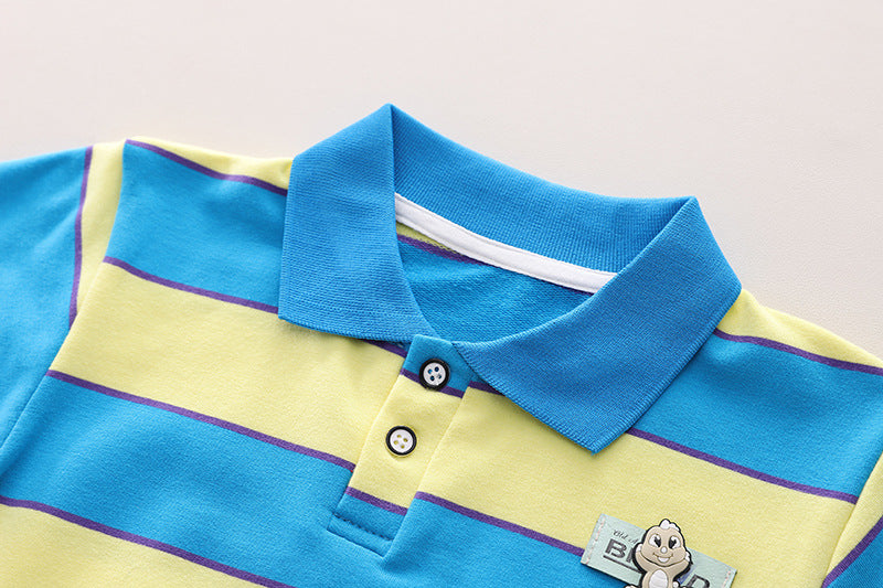 Boys Striped Pure Cotton T-shirt with Capris