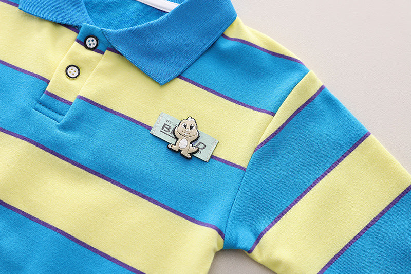 Boys Striped Pure Cotton T-shirt with Capris