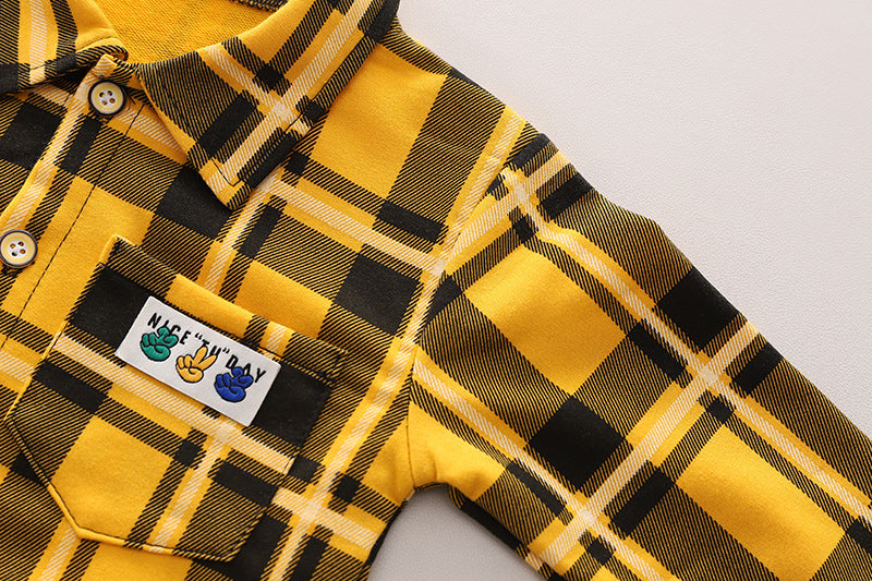 Boys Checked Pure Cotton Shirt with Trousers