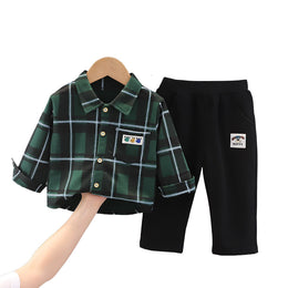 Boys Checked Shirt with Trousers