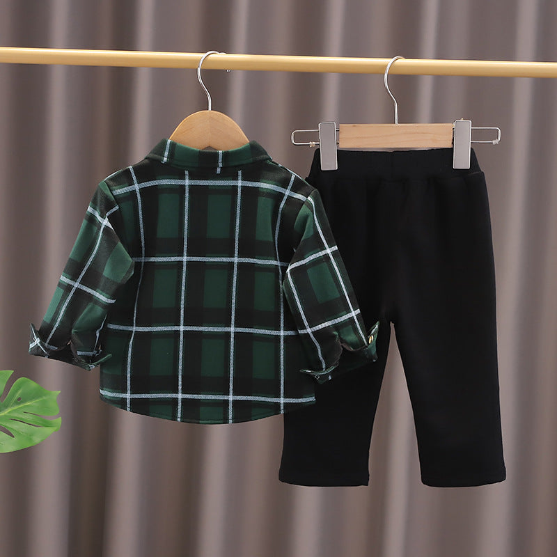 Boys Checked Shirt with Trousers