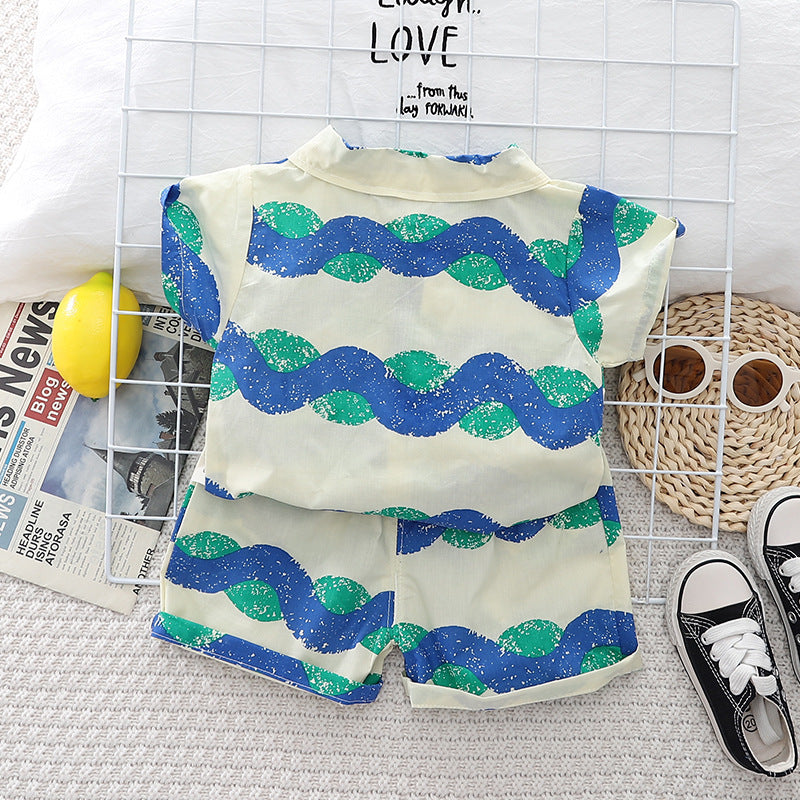Boys Printed Pure Cotton Shirt with Shorts
