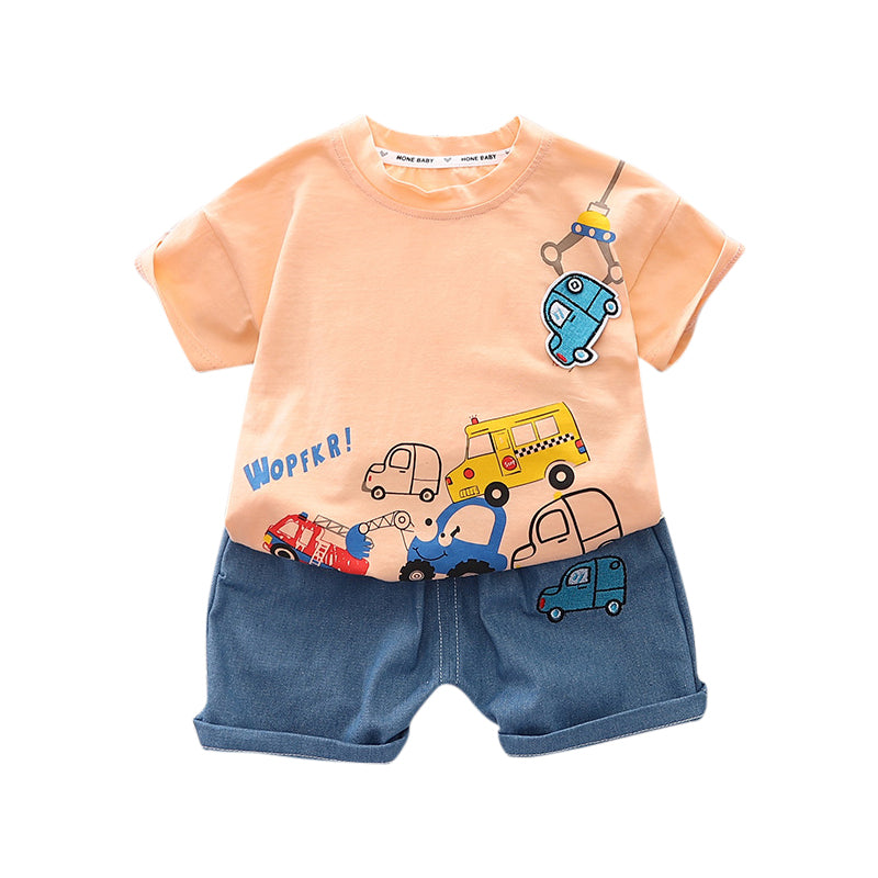 Boys Printed Pure Cotton T-shirt with Shorts