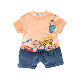 Boys Printed Pure Cotton T-shirt with Shorts