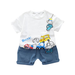 Boys Printed Pure Cotton T-shirt with Shorts