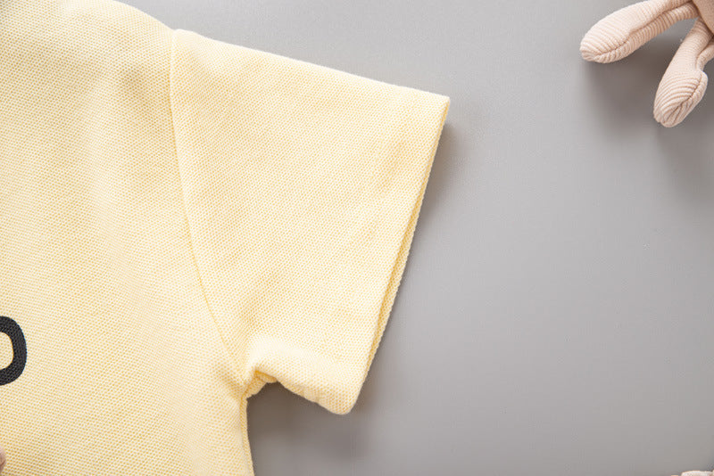 Boys Yellow & Cream Coloured Printed Pure Cotton T-shirt with Shorts