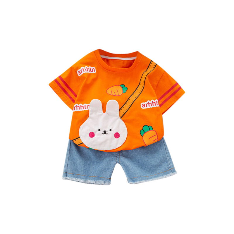 Boys Printed Pure Cotton T-shirt With Shorts