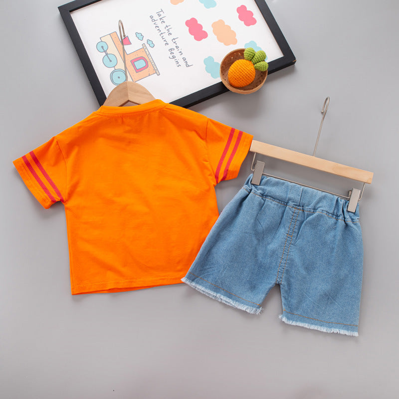 Boys Printed Pure Cotton T-shirt With Shorts
