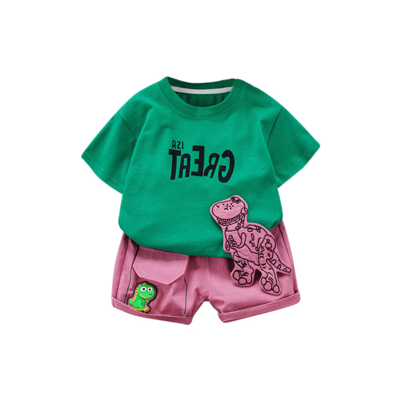 Boys Printed Pure Cotton T-shirt With Shorts
