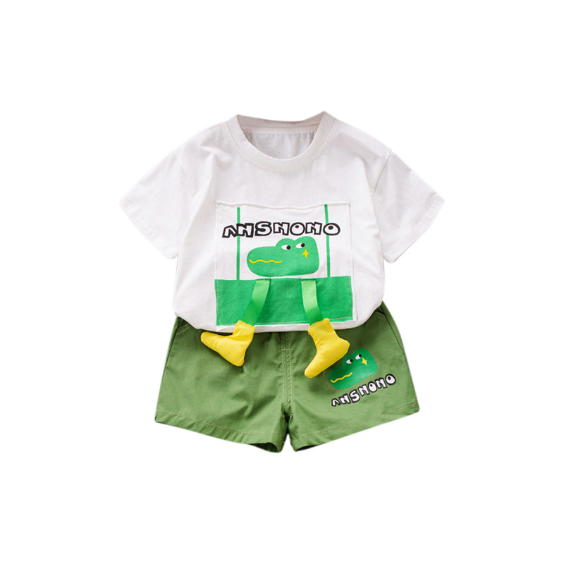 Boys Printed Pure Cotton T-shirt With Shorts