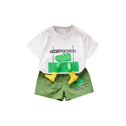Boys Printed Pure Cotton T-shirt With Shorts