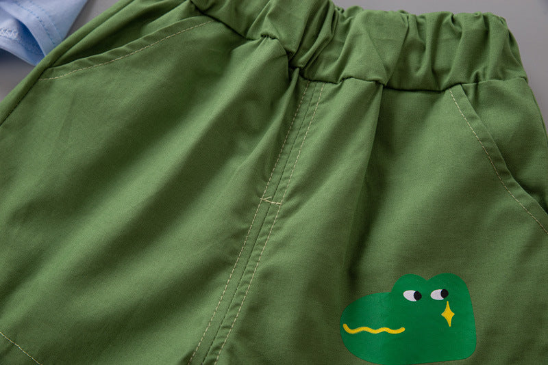 Boys Printed Pure Cotton T-shirt With Shorts