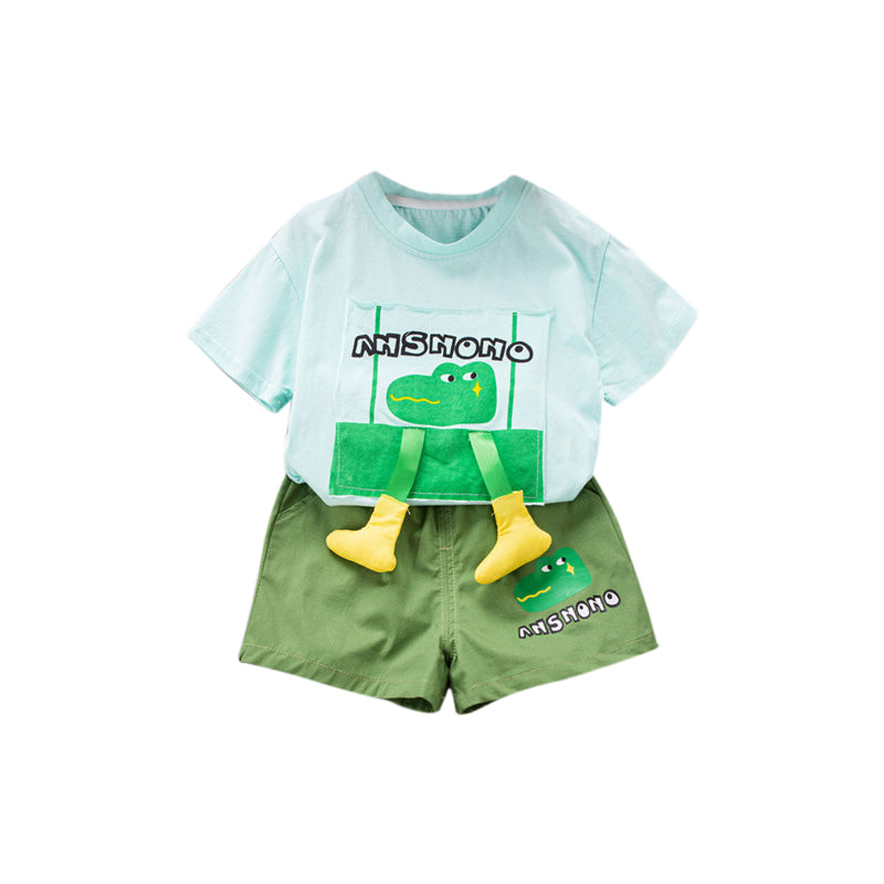 Boys Printed Pure Cotton T-shirt With Shorts