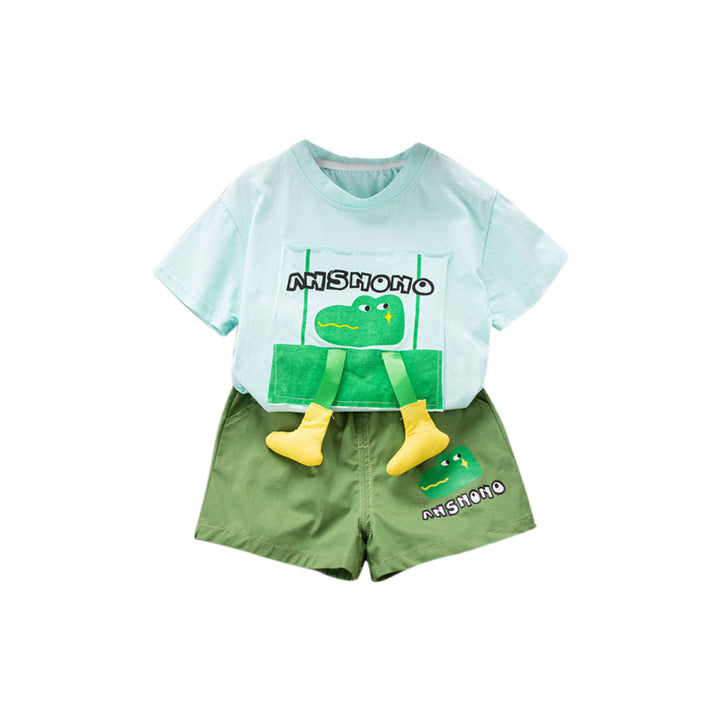 Boys Printed Pure Cotton T-shirt With Shorts