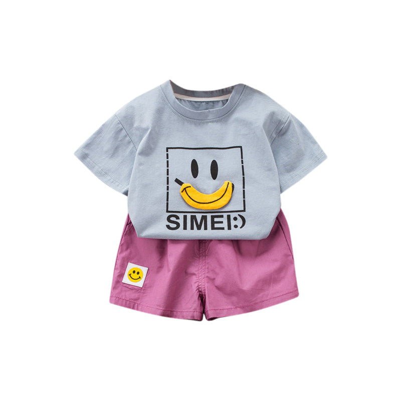 Boys Printed Pure Cotton Top With Shorts