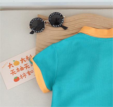 Boys Blue & Off White T-shirt With Shorts