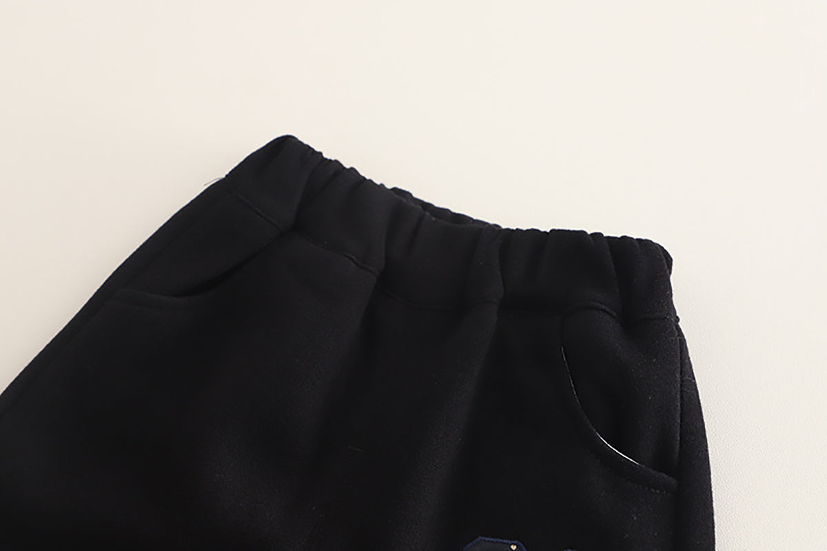 Boys Printed Polo Collar Sweatshirt With Jogger
