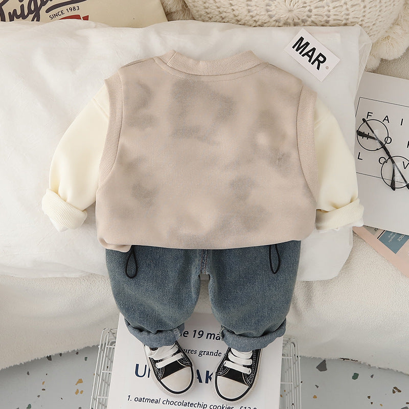 Kids Printed Round Neck Sweatshirt With Trouser