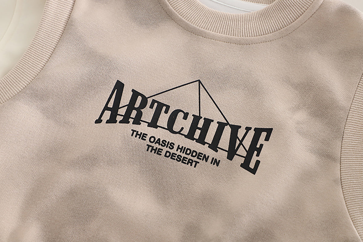 Kids Printed Round Neck Sweatshirt With Trouser