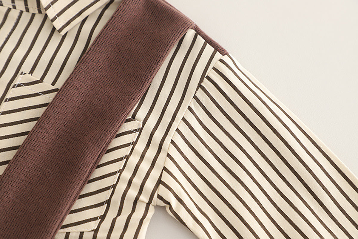 Boys Striped Long Sleeves Shirt With Trousers