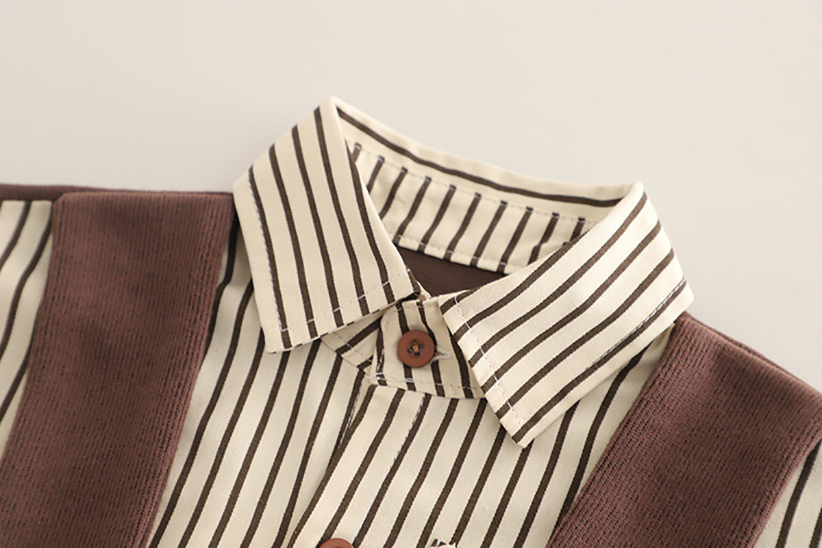 Boys Striped Long Sleeves Shirt With Trousers