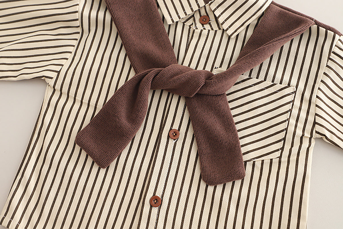 Boys Striped Long Sleeves Shirt With Trousers