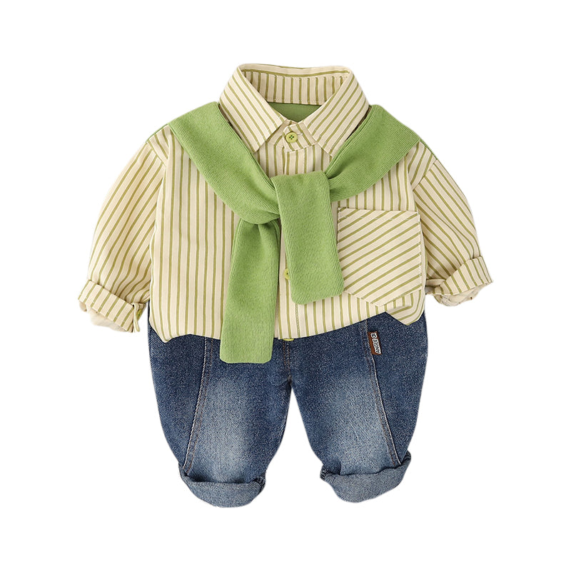 Boys Striped Shirt With Trousers