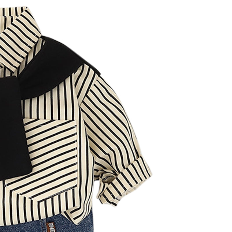 Boys Striped Long Sleeves Shirt With Trousers