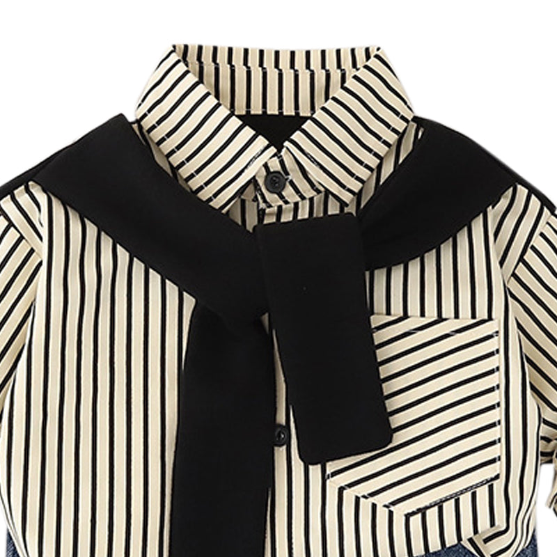 Boys Striped Long Sleeves Shirt With Trousers