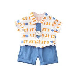 Boys Printed Pure Cotton Shirt with Shorts