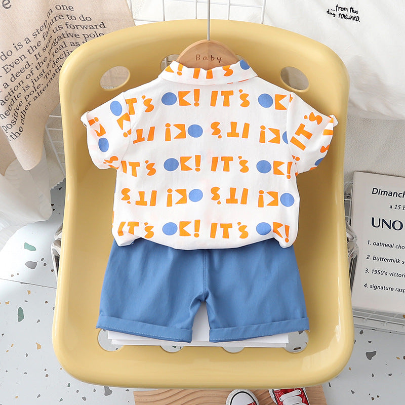 Boys Printed Pure Cotton Shirt with Shorts
