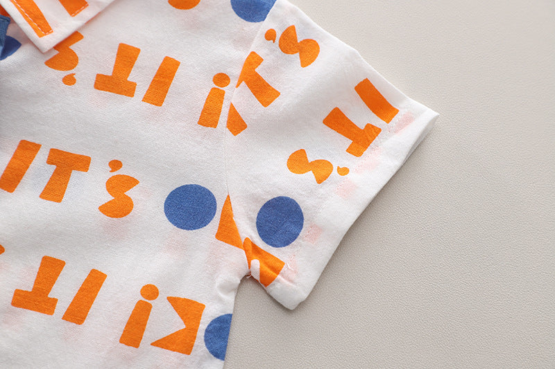 Boys Printed Pure Cotton Shirt with Shorts