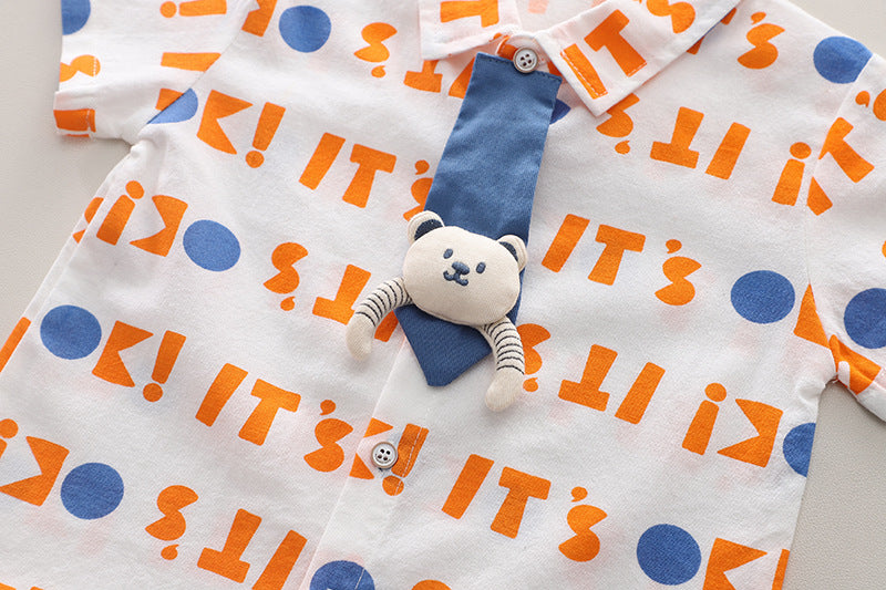 Boys Printed Pure Cotton Shirt with Shorts
