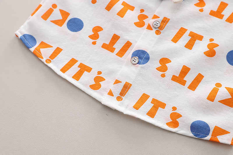 Boys Printed Pure Cotton Shirt with Shorts