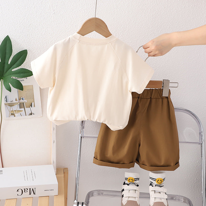 Boys Printed Round Neck T-shirt with Shorts