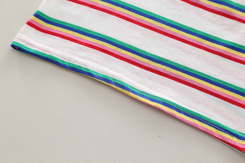 Boys Striped Shirt Collar T-shirt with Shorts