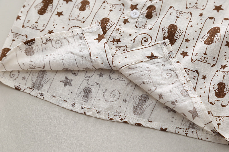 Boys Printed Shirt Collar Shirt with Shorts