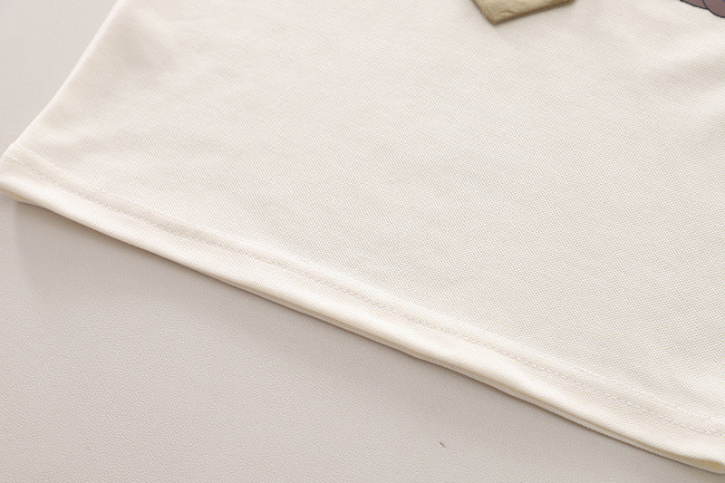 Boys Beige Printed Spread Collar T-shirt With Shorts